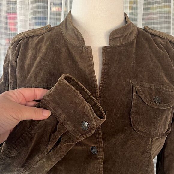 Live A Little Military Style Corduroy Olive Green Jacket Women’s Medium - Picture 6 of 9